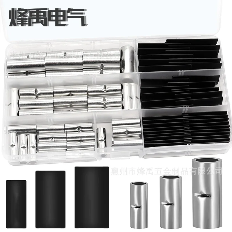 

Cross-Border80PCS BNRed Copper Middle Connector Bare Terminal Connector Tube,Black Heat Shrink Tubing Combination Set