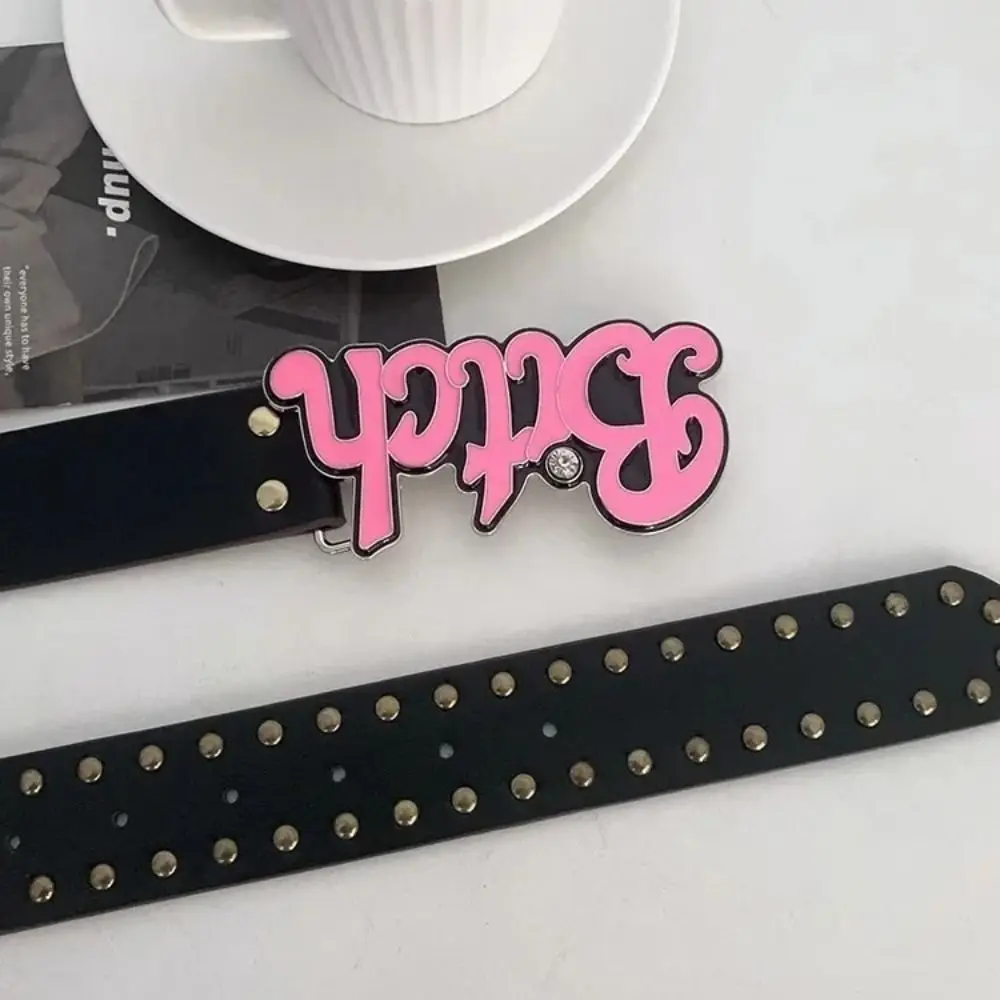 

Alloy Hip Hop Punk Belt High Quality PU Accessories Retro Fashion Belt Letter Decoration Wide Edge Waist Belt