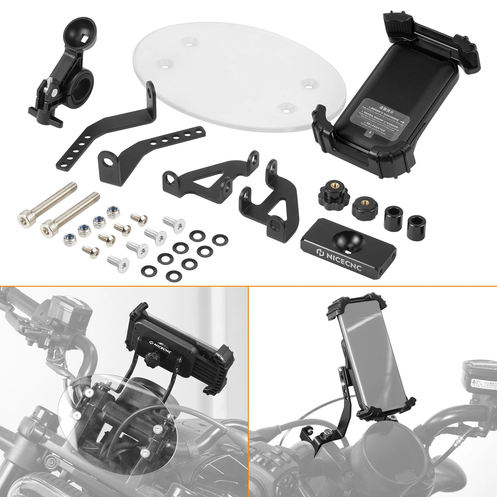 Motorcycle Phone Holder Mount Bracket for Harley Sportster S RH1250S 2021-2024 RH1250S Handlebar Clamp Mounted Mobile Brackets