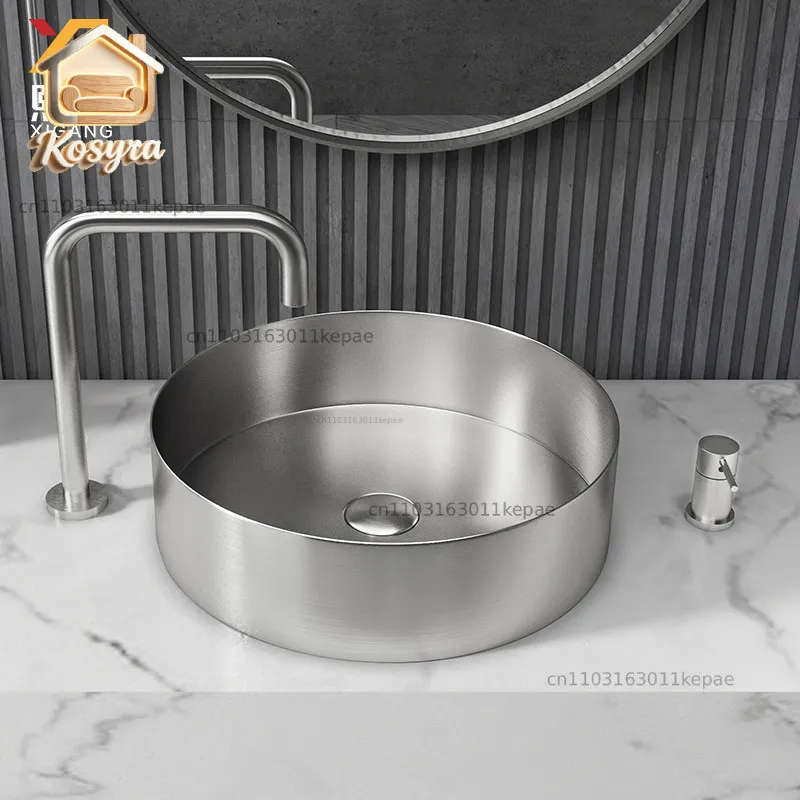 304 stainless steel round table household wash basin single small size bar KTV B & B art basin