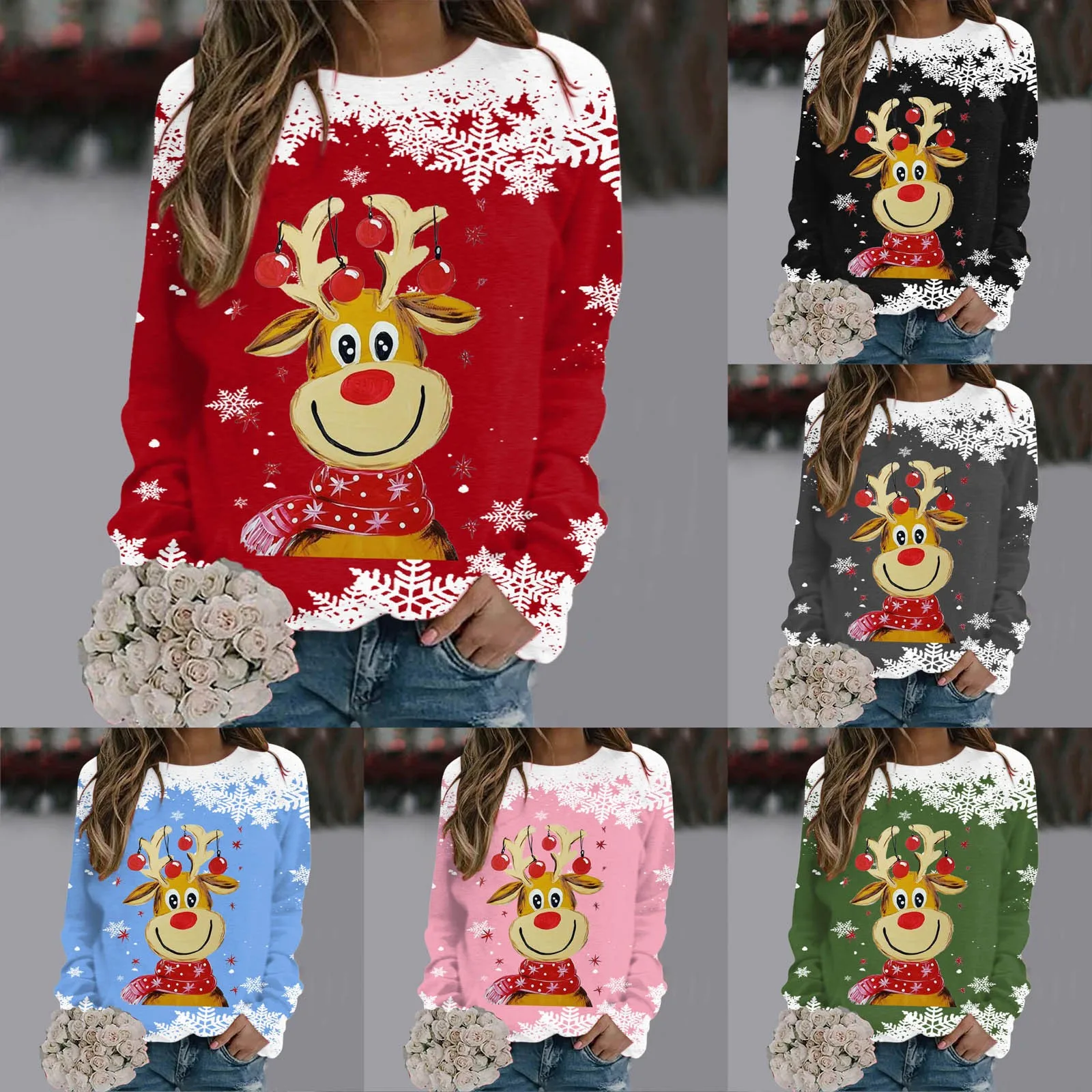 

Pant Suit Women Merry Christmas Sweatshirt For Women Casual Funny Christmas Graphic Pullover Crewneck Ladies Long Sleeve T Shirt