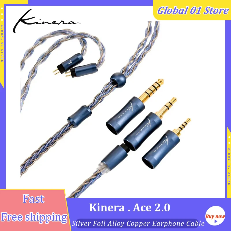 

Kinera Ace 2.0 Earphone Modular Upgrade Cable 2.5 3.5 4.4mm Balanced Detachable Plug Silver Foil Alloy Copper 0.78 2pin MMCX