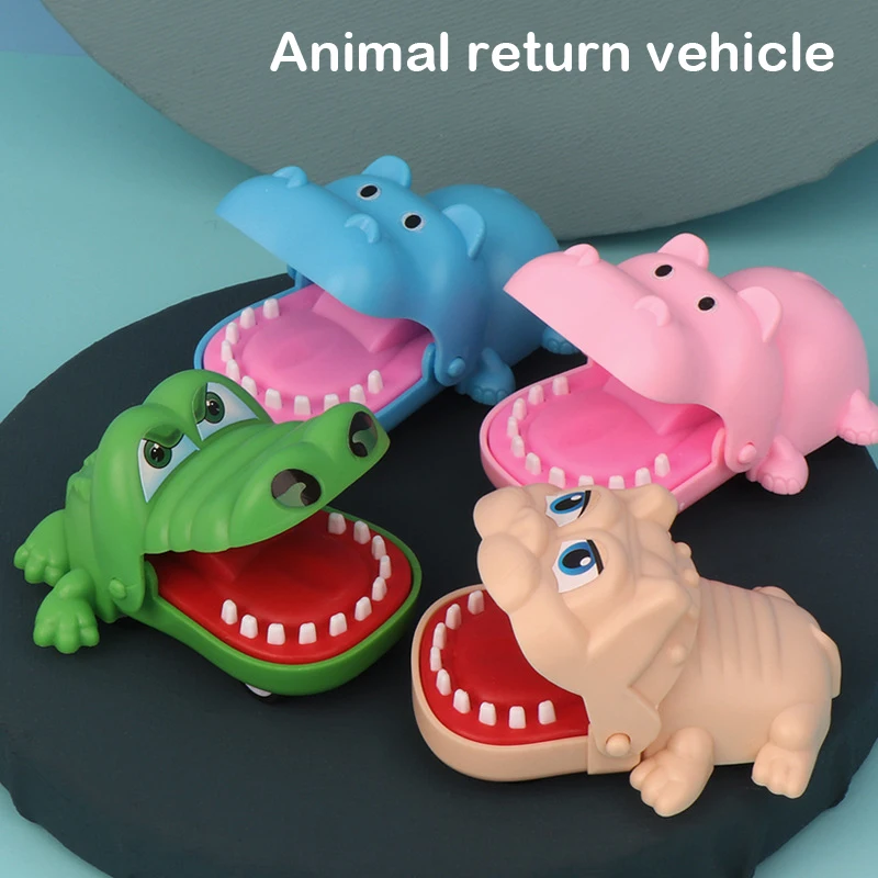 Classic Party Toys Mini Hand Biting Crocodile Mouth Pull-back Cartoon Toy Press Teeth Bite Fingers Tricky Toy Car