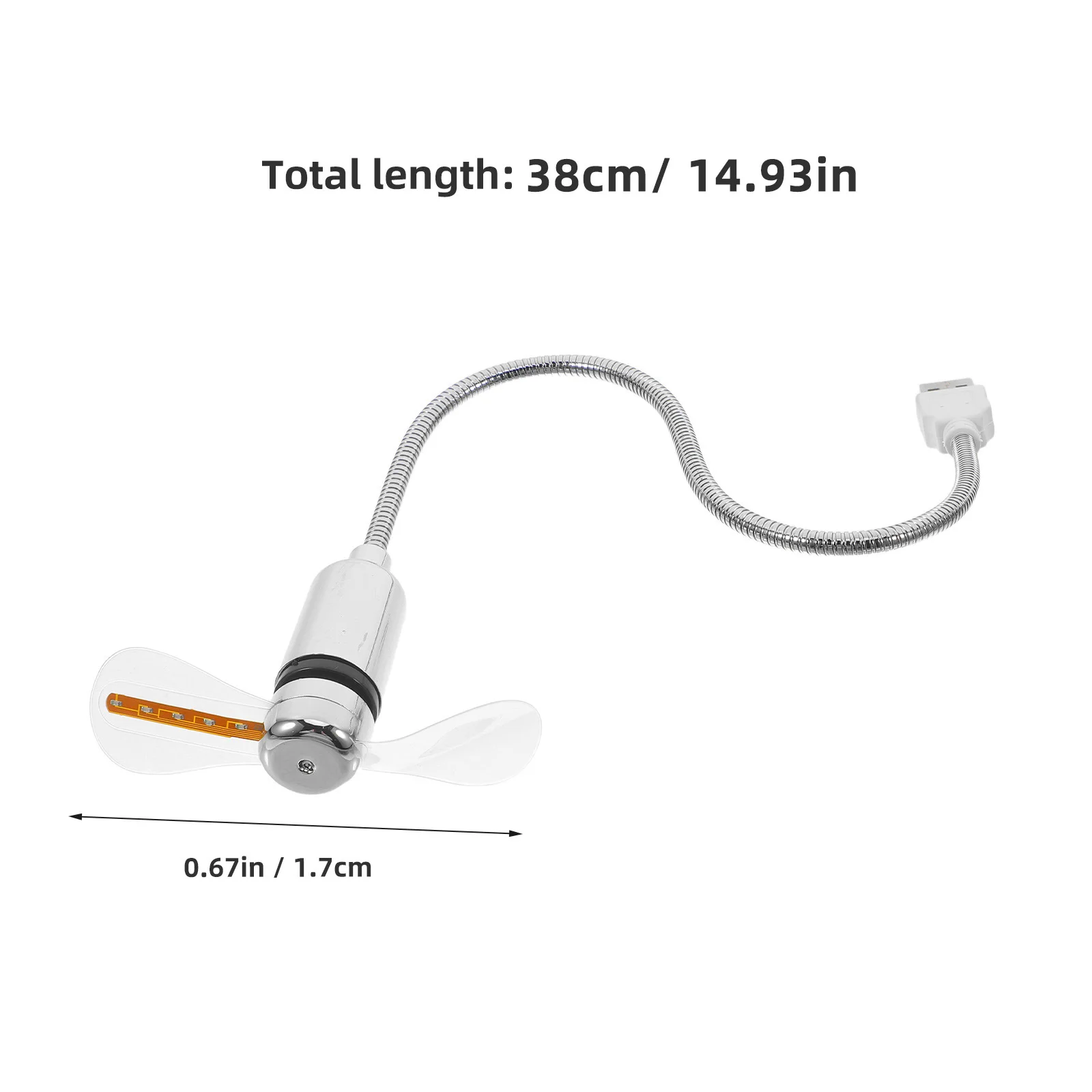 Mini USB Powered Fan 41Cm Silver with 64 Colorful LED Patterns Circular Display for Laptop Desktop Cooling Rechargeable Handheld