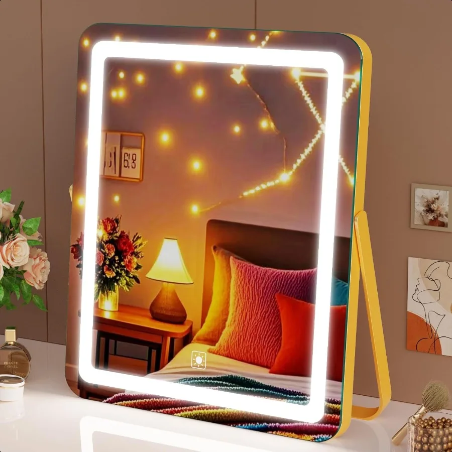 

Vanity Mirror with Lights 14 Light Up Makeup Mirror LED Makeup Mirror with Lights for Bedroom Tabletop Smart Touch Control 3 Co