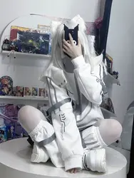 Women Jacket ACG Subculture Hoodies Cosplay Design Sense Contrasting Colors Casual Sports Versatile Jacket Loose Zip Hooded Coat