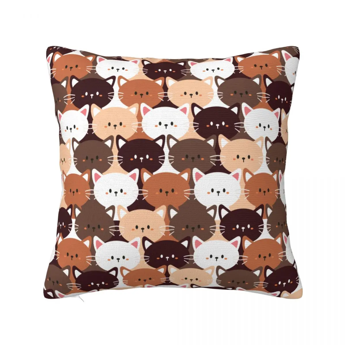 Decorative Pillow Cover Seamless Cute Cartoon Cat Accessories Bedroom Pillow Case Cover Square Multi-Size