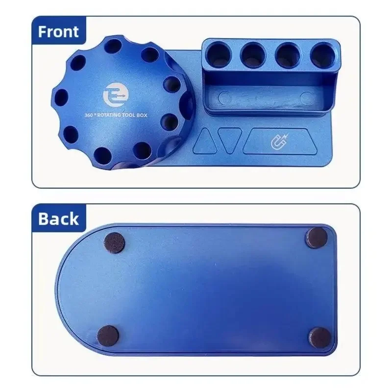 360° Rotating Screwdriver Bit Holder Magnetic Parts Tray Multi Slot Storage Organizer For Phone Electronics Repair