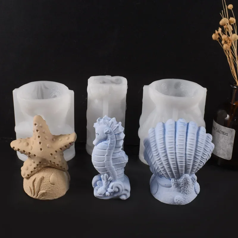 Sea Horse Silicone Molds Starfish Shell Ocean Series Candle Mold Handmade Soap Plaster Resin Craft Casting Mould Home Decor