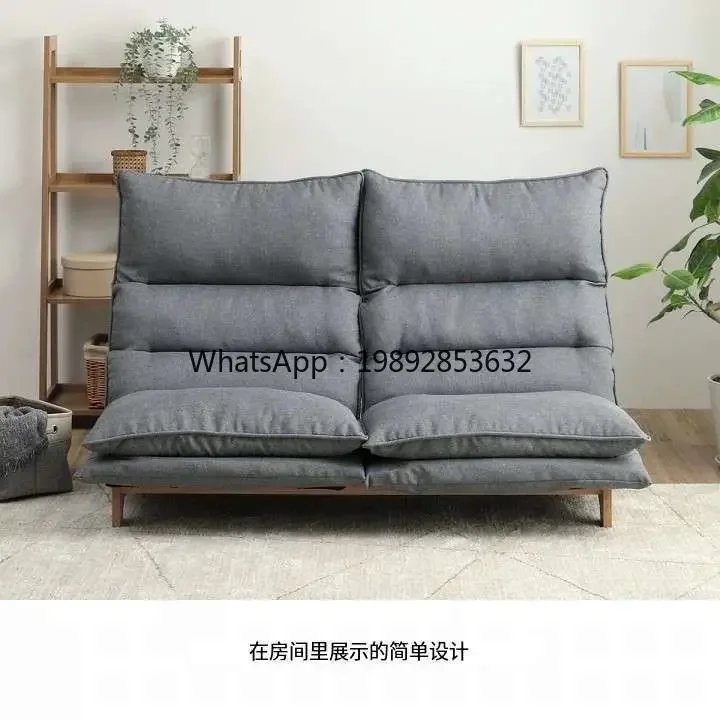 LYY Foldable Double Recliner Light Luxury Minimalist Sofa Home Cotton Linen Backrest Solid Wood Tatami