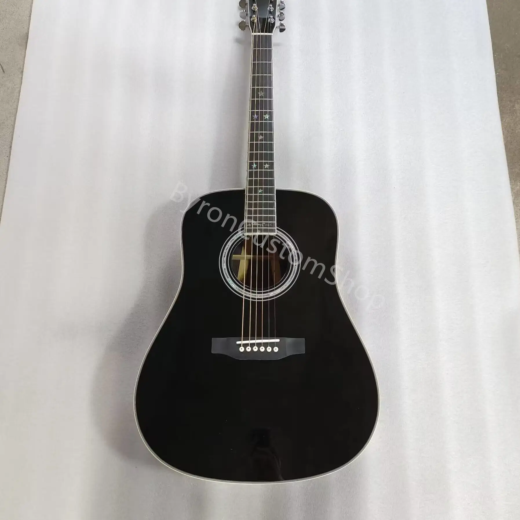 

AAAA all solid wood black dreadnought acoustic guitar johnny style cash handmade guitar