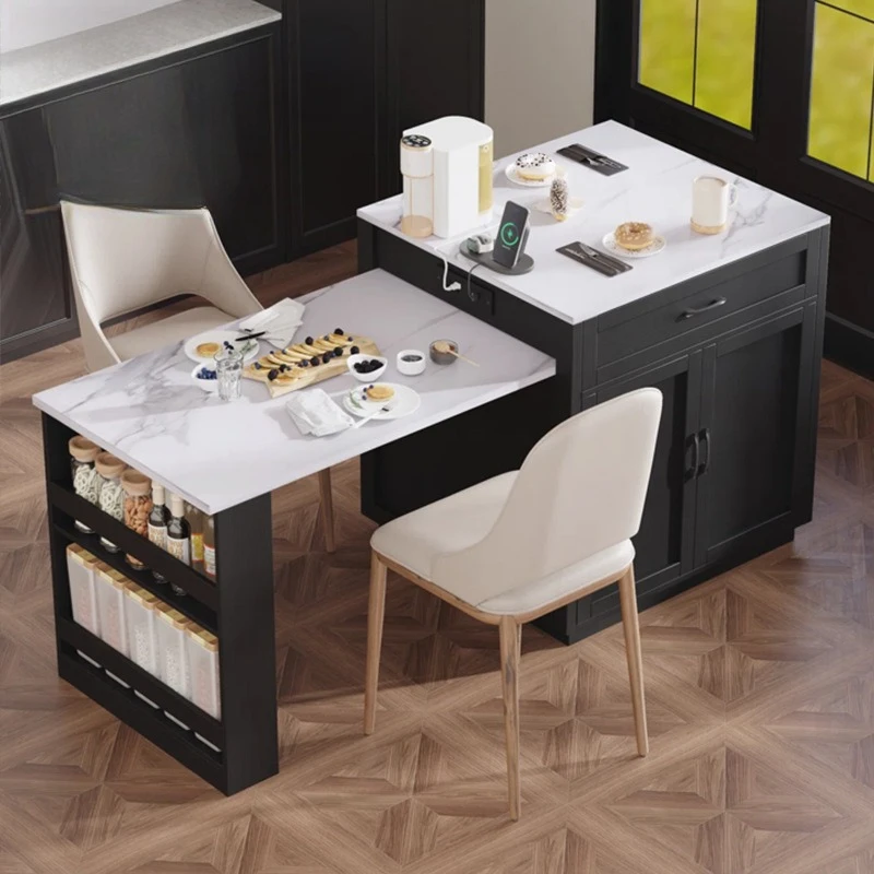 Rotatable retractable table integrated household small apartment open kitchen bar partition cabinet modern simple