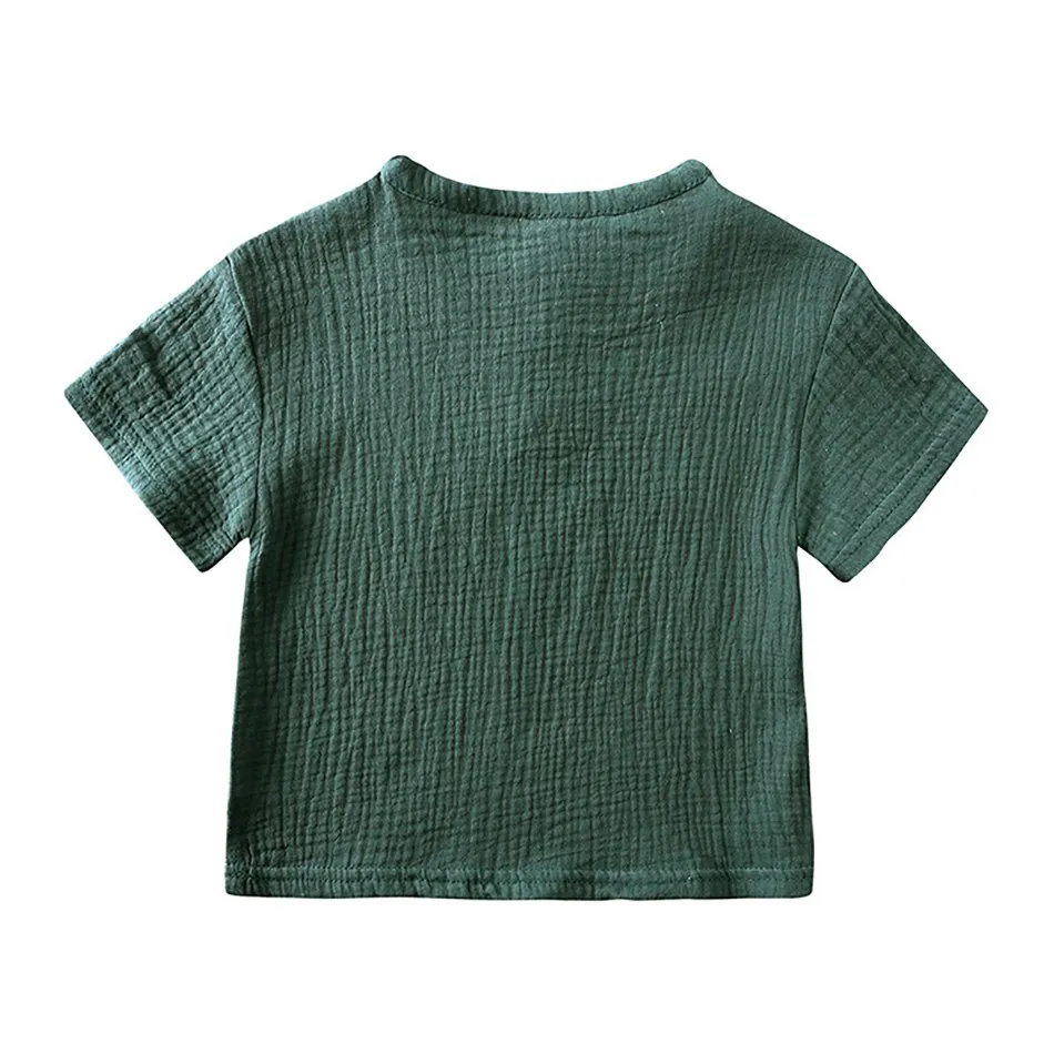 Conjunto de ropa de 2 piezas para niños, traje informal de muselina, camiseta y pantalones cortos, azul, verde, blanco, 2 a 8 años