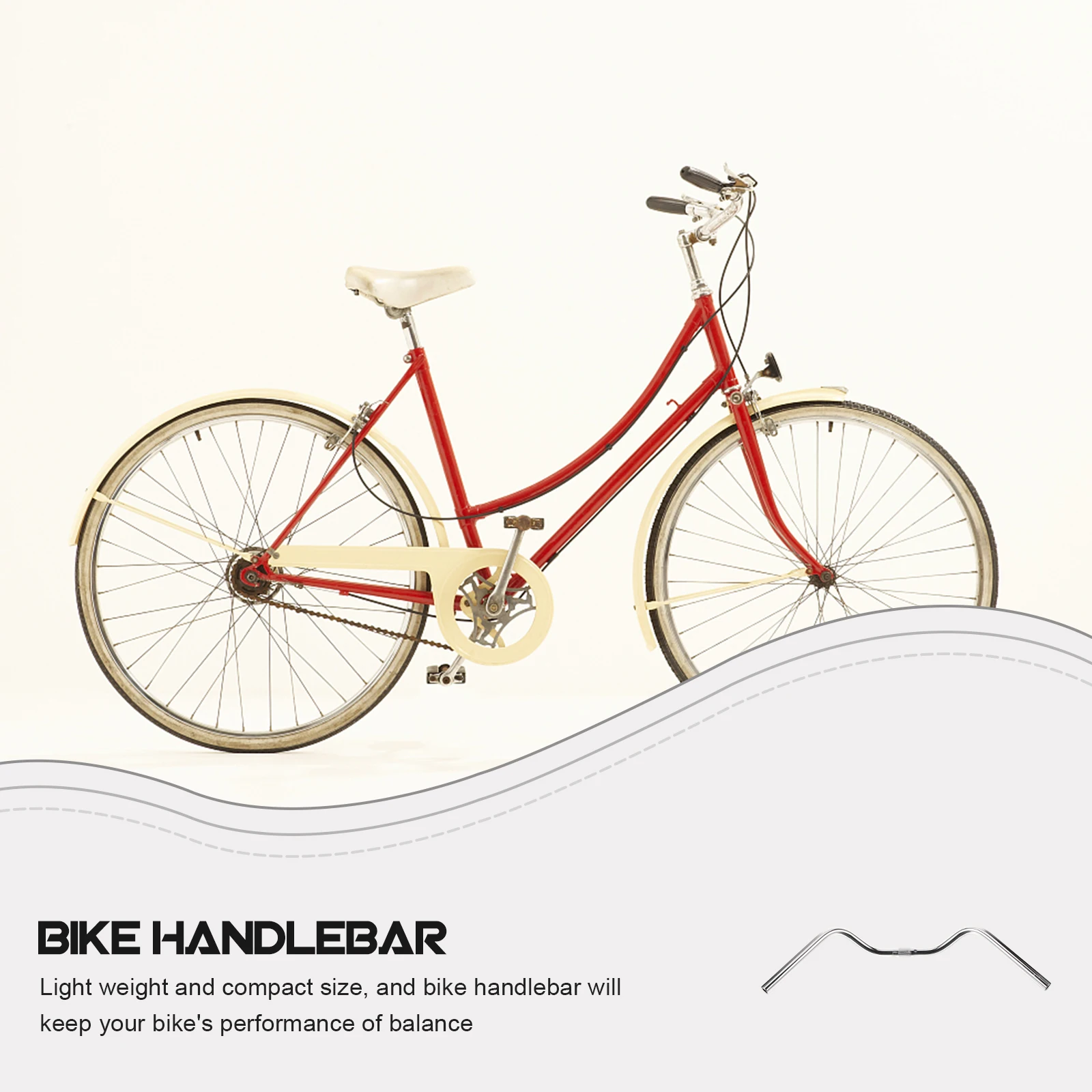 

U Shaped Bike Handlebar Stainless Steel Vintage Replacement Part For Cycling Lightweight Durable Smooth Surface Bike Accessories