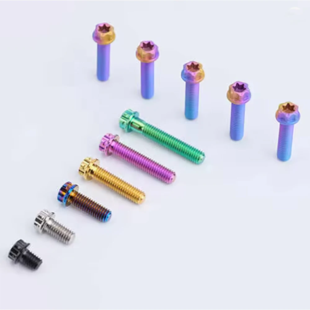 1Pcs Titanium Torx Head Flange Bolts Screws M8 x 10 12 15 20 25 30 35 ~ 120mm Thread Pitch 1.25mm Motorcycle Bolts