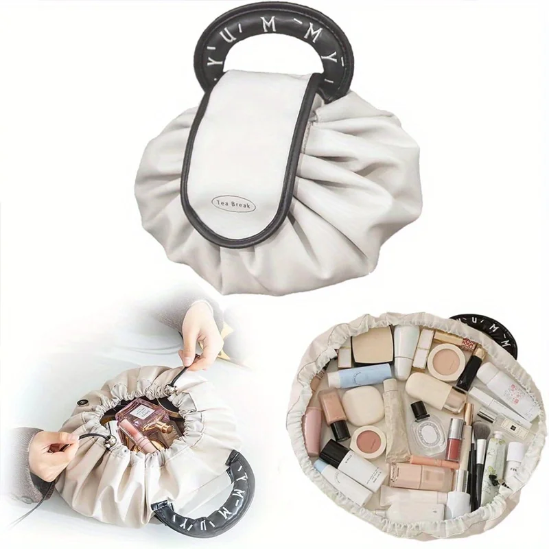 

Drawstring Makeup bag Stylish Cosmetic Bag for Easy Travel and Daily Use Pull-String Closure Portable Travel Organizer for Women