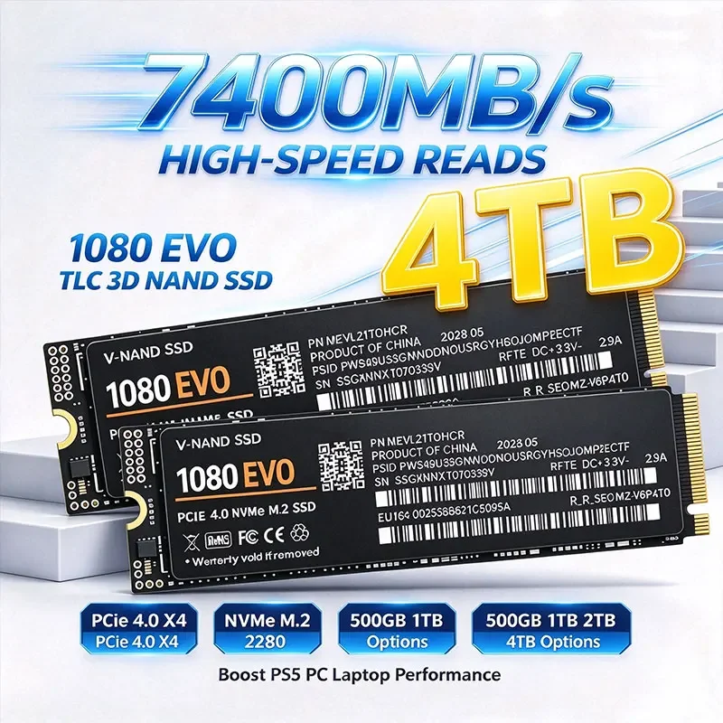 Internal M.2 2280 NVMe SSD 1080 EVO PCIe4.0 X4 7400MB/s TLC 3D NAND 500‑4TB Solid State Storage for PS5 Gaming PC Desktop Laptop