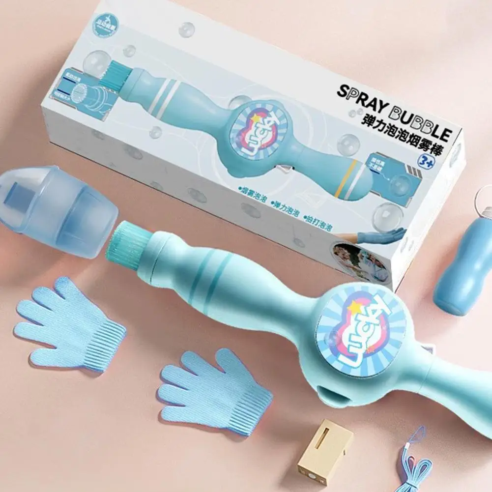 Smoke Bubble Machine Elastic Bubble Fog Wand with Magic Smoke Effect Portable Bubble Blower for Parties (Includes Water Bottles)