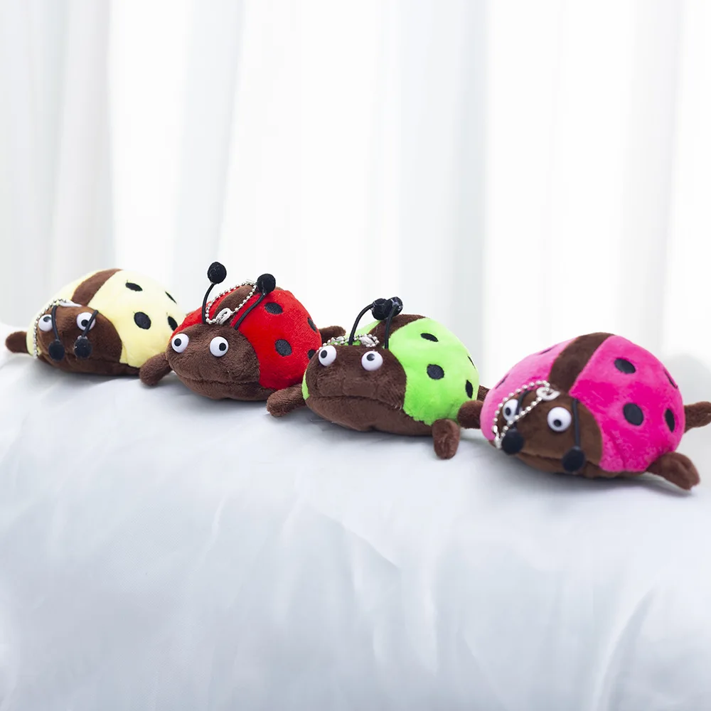 4 Colors 9Cm Cute Ladybug Cartoon Animal Plush Keychain Ladybird Stuffed Small Toy Doll For Wedding Gifts