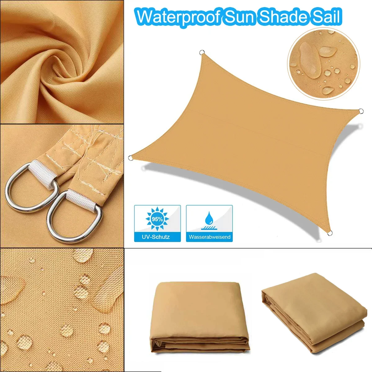 

Waterproof 420D Sand Square Rectangle Shade Sail Garden Terrace Canopy Swimming Shade Camping Hiking Yard Awning Fishing net