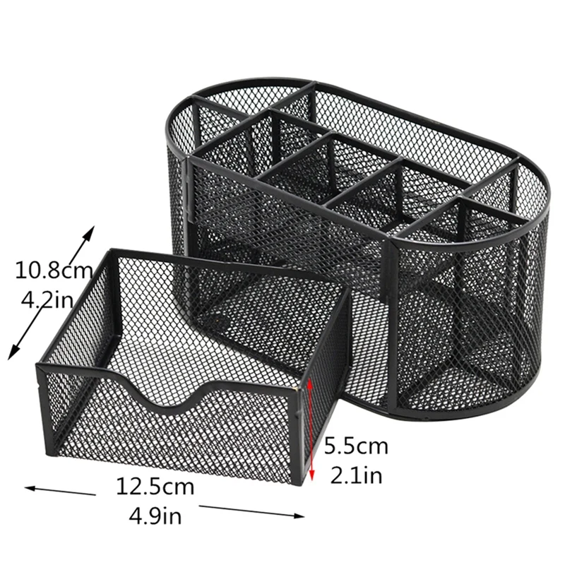 Mesh Desk Organizer com 8 Compartimentos e 1 Gaveta, Material de Escritório, Pen Holder, Papelaria, Escola, Sala de Aula, 1 Pc