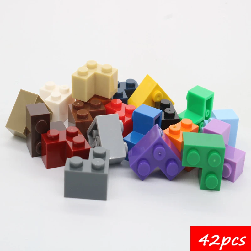 42 шт. MOC 2357 2x2 угловые строительные блоки, высокотехнологичные тарелки, дом, замок, кирпичи, обучающие частицы, идея, игрушки для детей, рождественские подарки