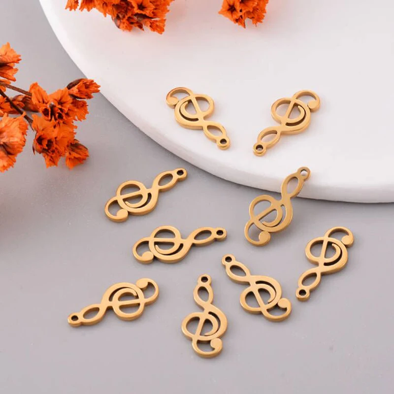 10 stücke Charms Musical Note Edelstahl Anhänger Schmuck Machen Halskette Ohrringe Erkenntnisse Zubehör DIY Handgemachte Handwerk – Detail 5
