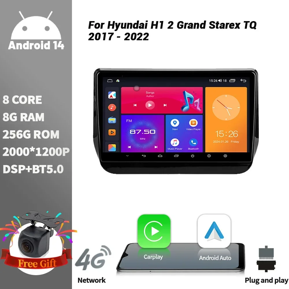 

Android Wireless CarPlay Screen Stereo For Hyundai H1 2 Grand Starex TQ 2017-2022 WIFI Car Radio Multimedia Player Navigation