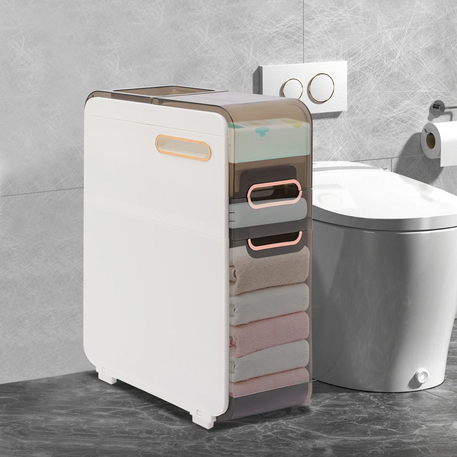 Modern Rectangular Bathroom Floor Cabinet Toilet Paper Holder Bathroom Storage Cabinet