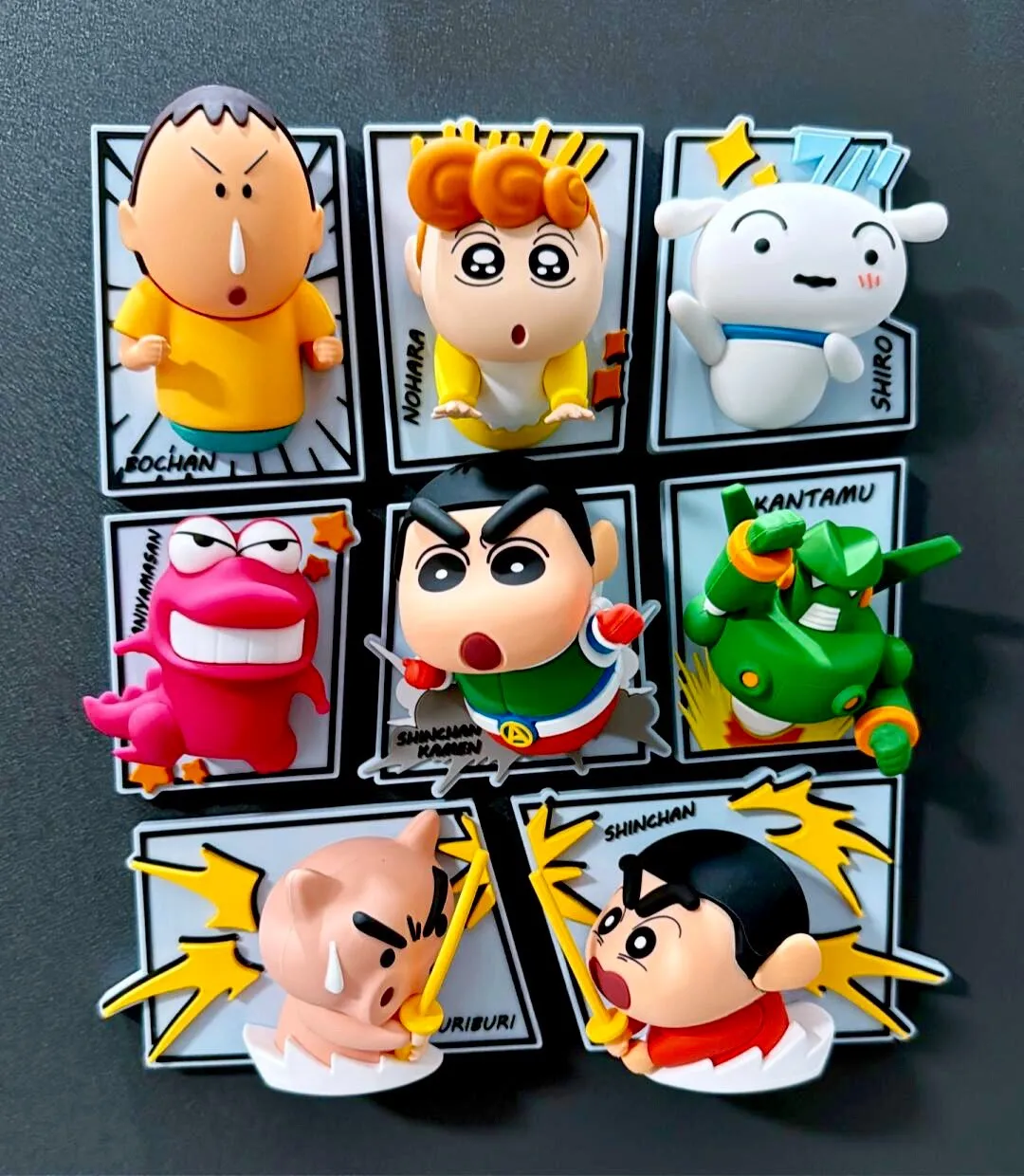 Original Crayon Shin-chan Comic Series Fridge Magnet Blind Box, Cute 3D Magnetic Figure, Mystery Box, Gift Ornament