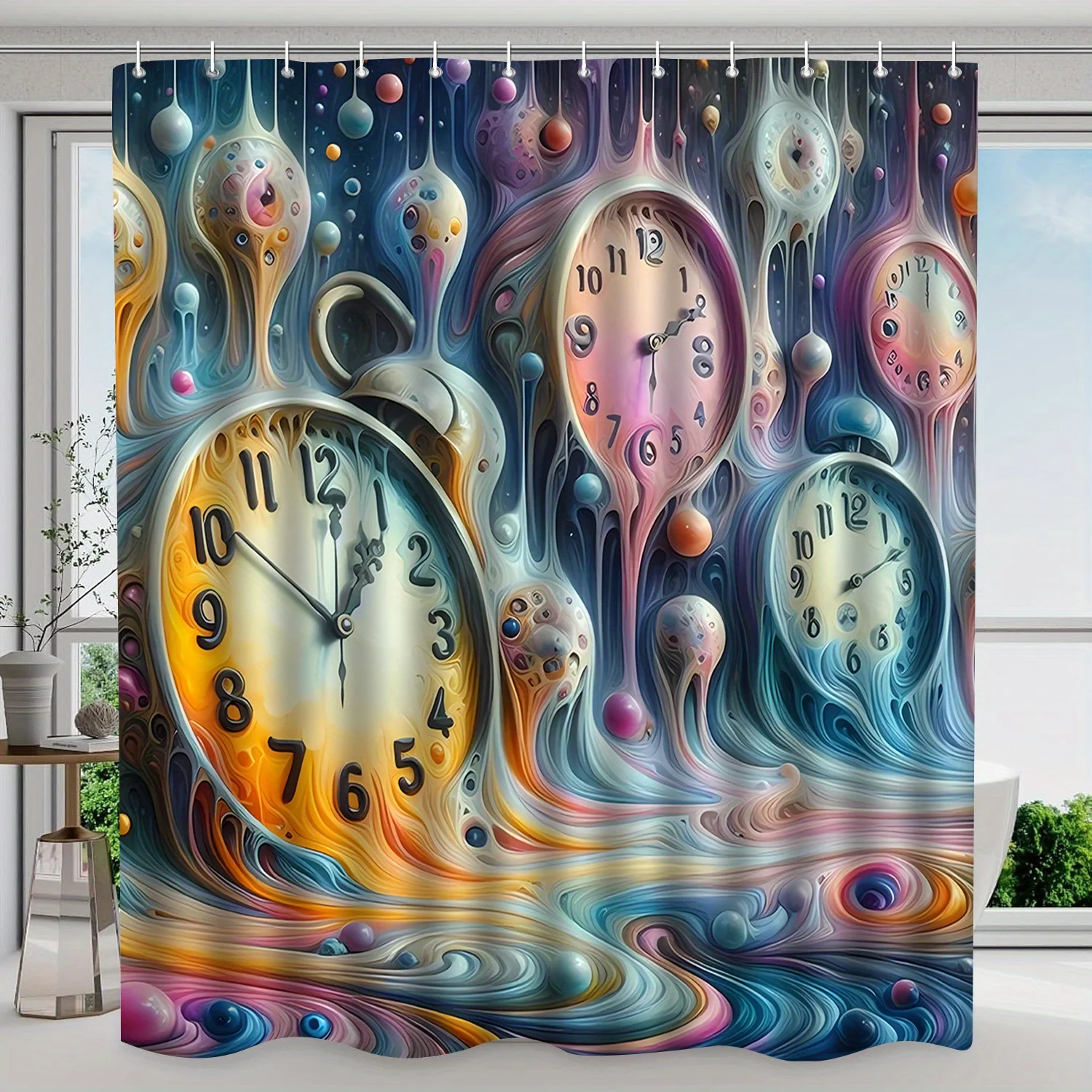 

Занавеска для душа с красочным принтом, элегантный полиэстер, художественный дизайн, всесезонная, универсальная занавеска для перегородки и окон в ванной комнате