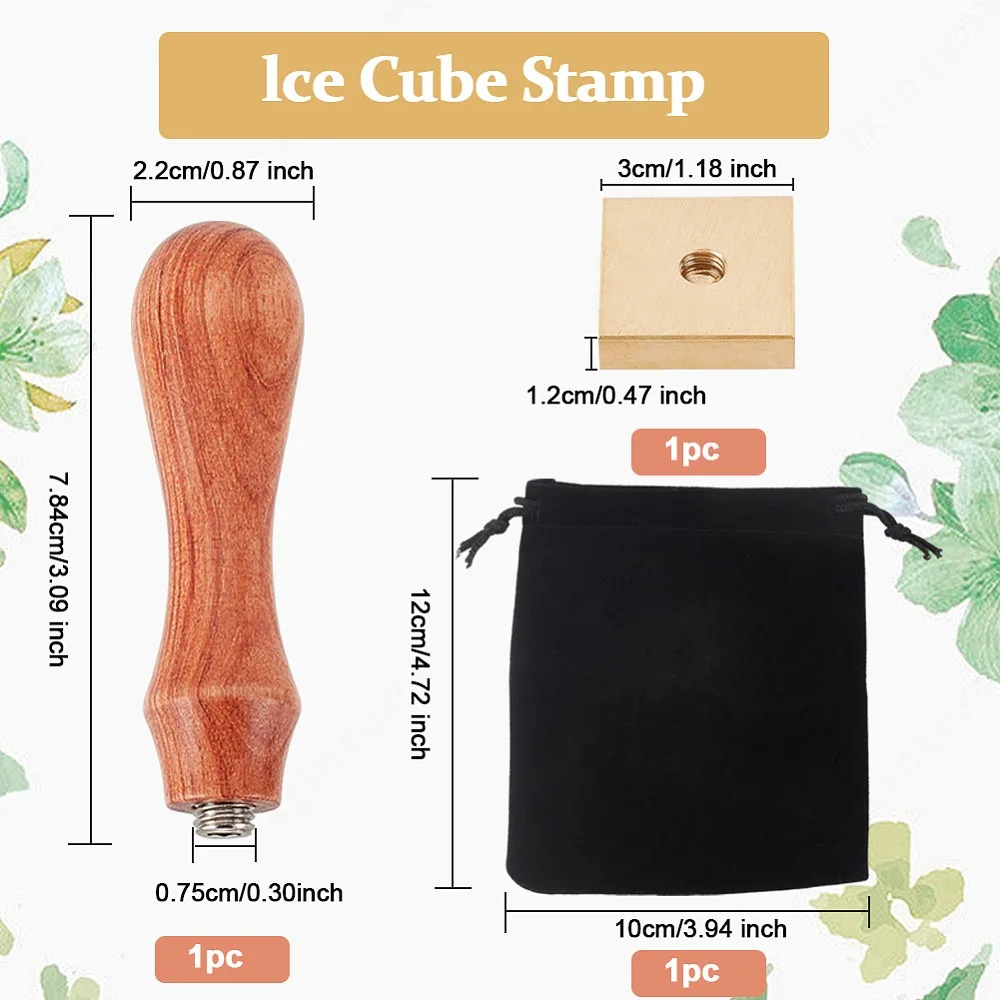 1Pc Golden Tone Brass Stamp Head with 1Pc Rectangle Velvet Pouches and 1Pc Pear Wood Handle for Seal Stamp Letter.M 3pcs/set