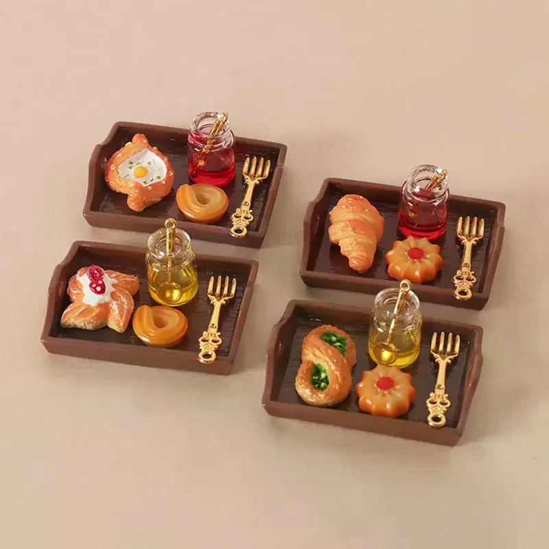 Miniature Fast Food Toy Set Vivid Food Appearance Eco-Friendly for 1:12 Dollhouse Layout DIY Craft Mini Hobbyist Collection Gift
