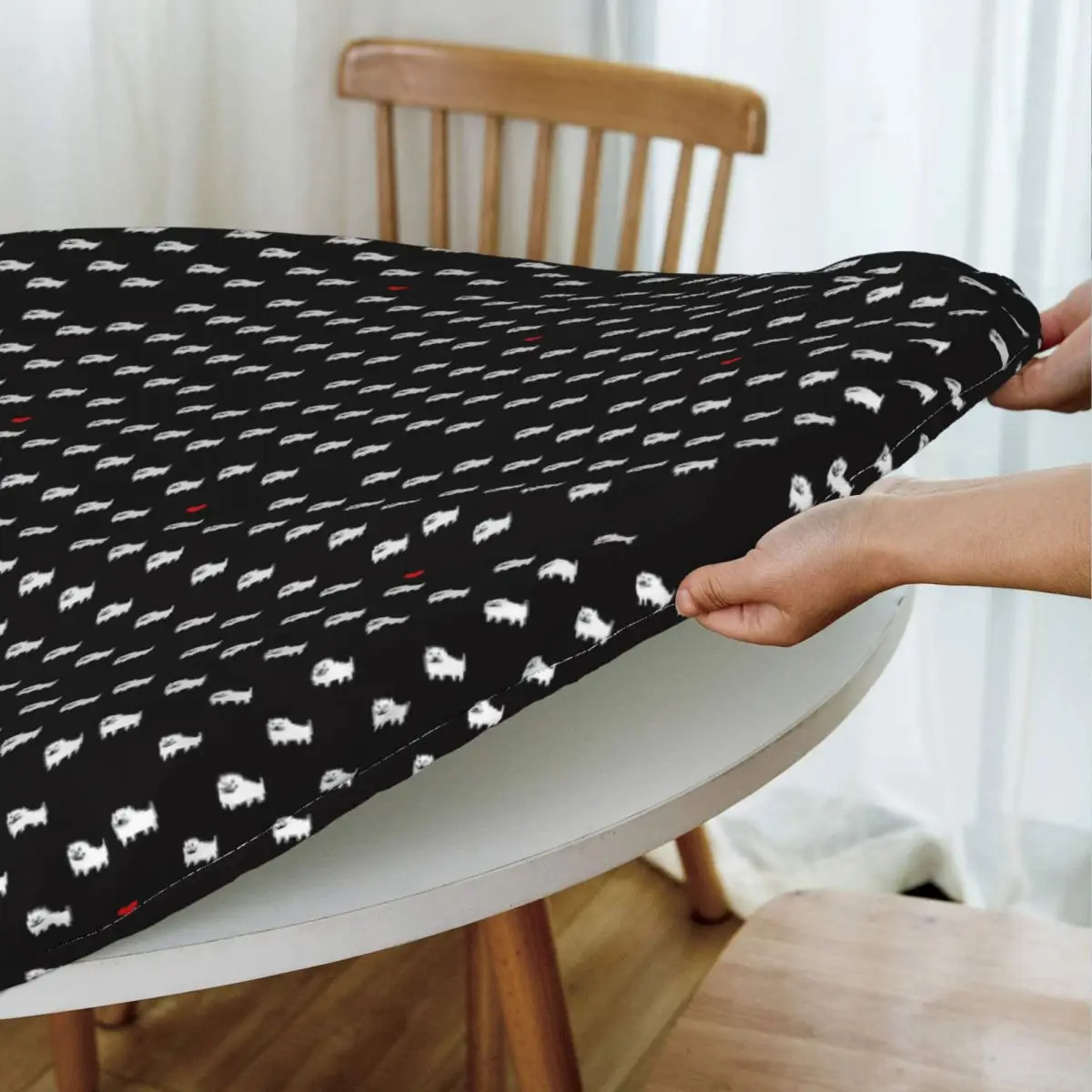 Undertale Dog Heart Waterproof Round Tablecloth Oilproof Table Cloth for Kitchen Events Dining Table Cover