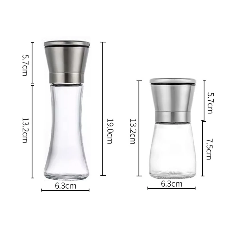 2pcs Manual Salt Pepper Grinder Coffee Grinde Pulverizer Powder Machine Seasoning Spice Mills Glass Bottle Kitchen Accessories