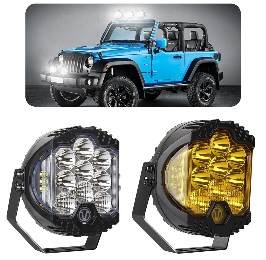 

Off-Road Car LED Headlight 5''/ 7" 1 PCS DRL Hi/Lo Beam 50W 5000LM 9LEDS For Wrangler Offroad Jeep Lada Niva 4x4 UAZ