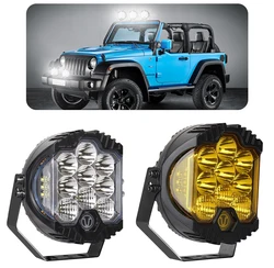 オフロード車用LEDヘッドライト,drl hiおよびloビーム,wrangler,オフロード,ジェep,lada niva,4x4,50w,5000lm,9leds,5インチ7 in、1個