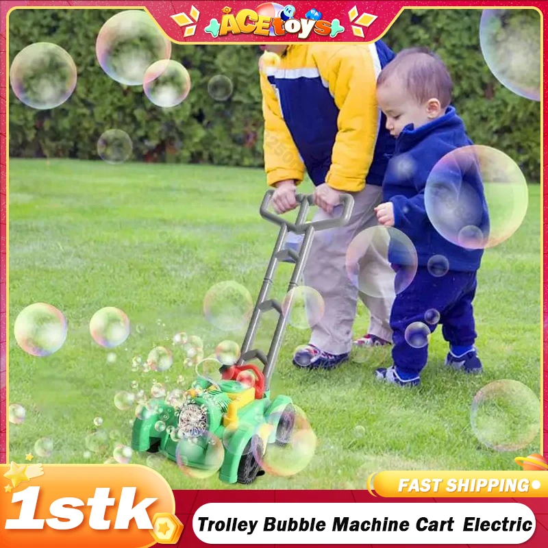 

Trolley Bubble Machine Cart Automatic Guns Kids Tank Electric Soap Bubbles Car Outdoor Party Games Children Toys for Girls Gift