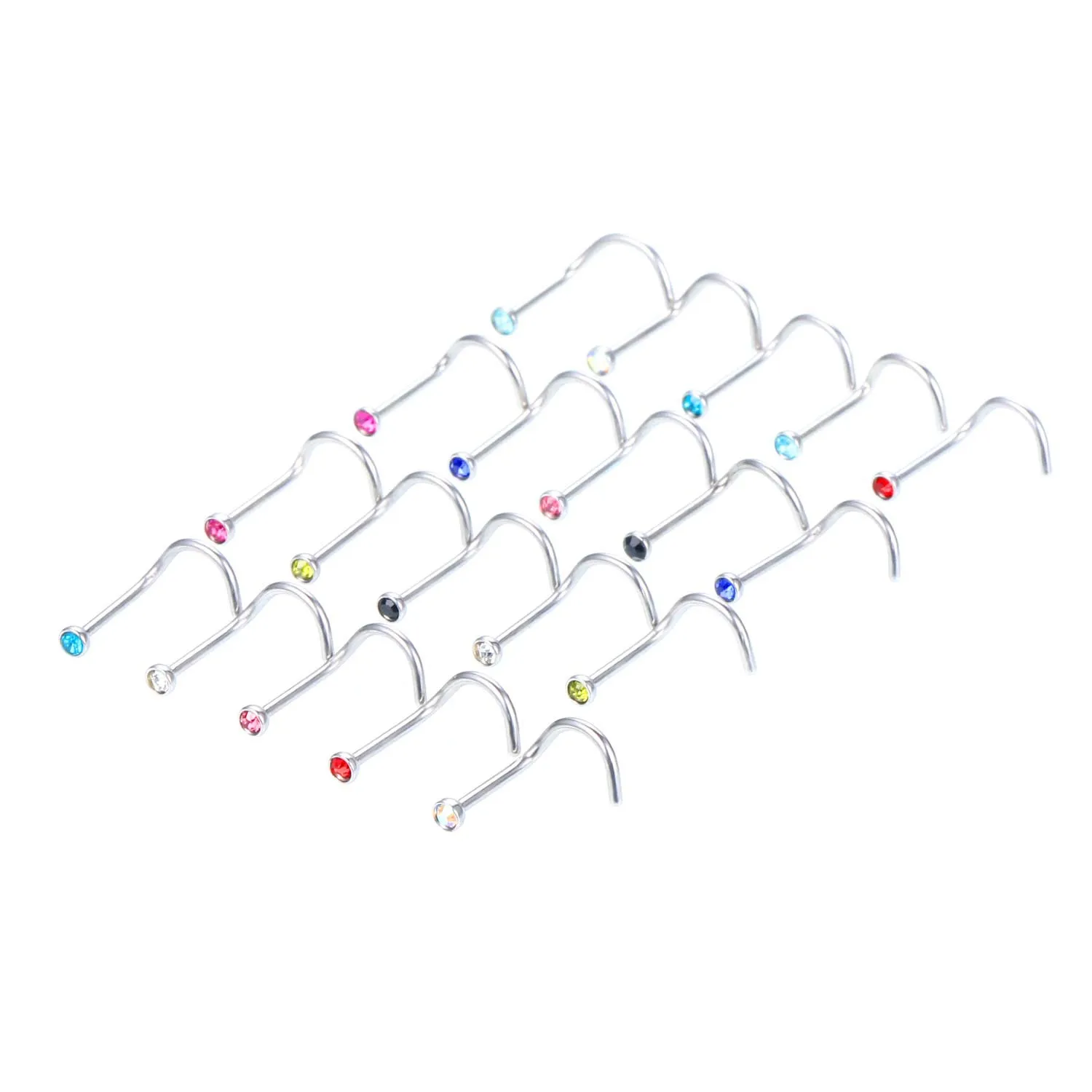 Stainless Steel  CZ Nose Nail Multi-color Style European and American Popular Nose Stud Piercing Jewelry