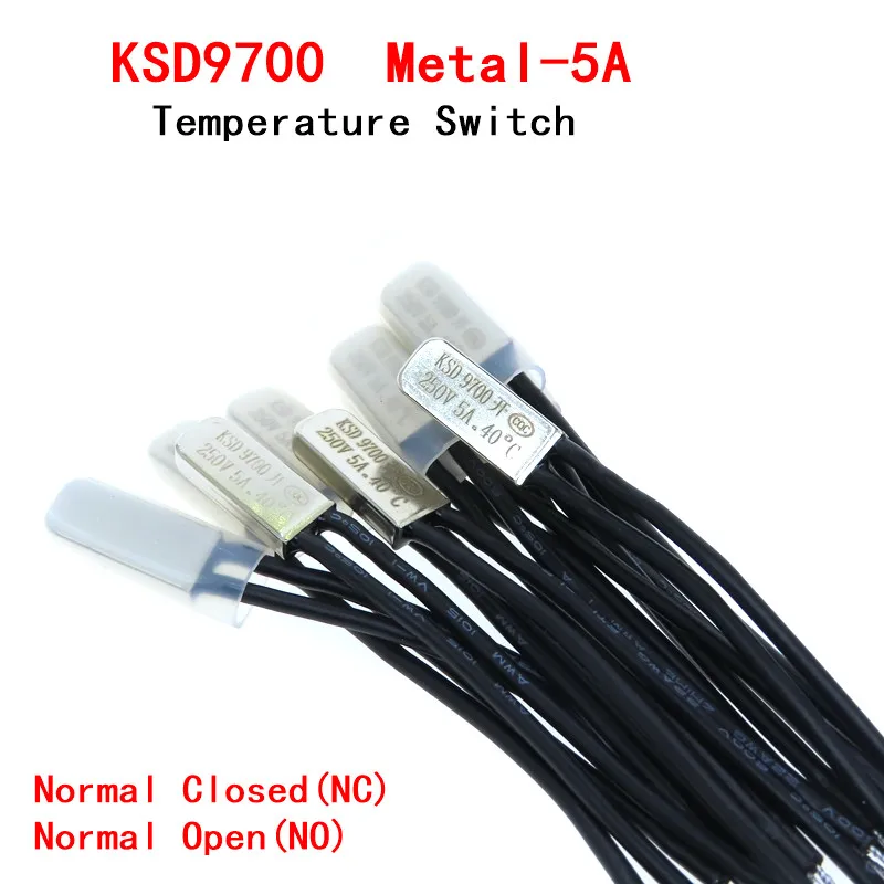 5 pcs KSD9700 5A 250V 40C 55C 60C 75C 80C 85C 90C 95C 100C 155C NO NC Thermostat Thermal Protector fuses Temperature Switch