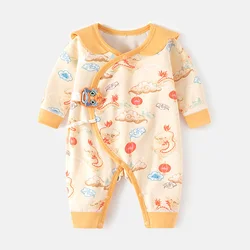 Onesies For Baby Girl Cotton Spring Autumn Hospital Newborn Clothes Chinese Stype Print Baby Boy Long Sleeve Rompers