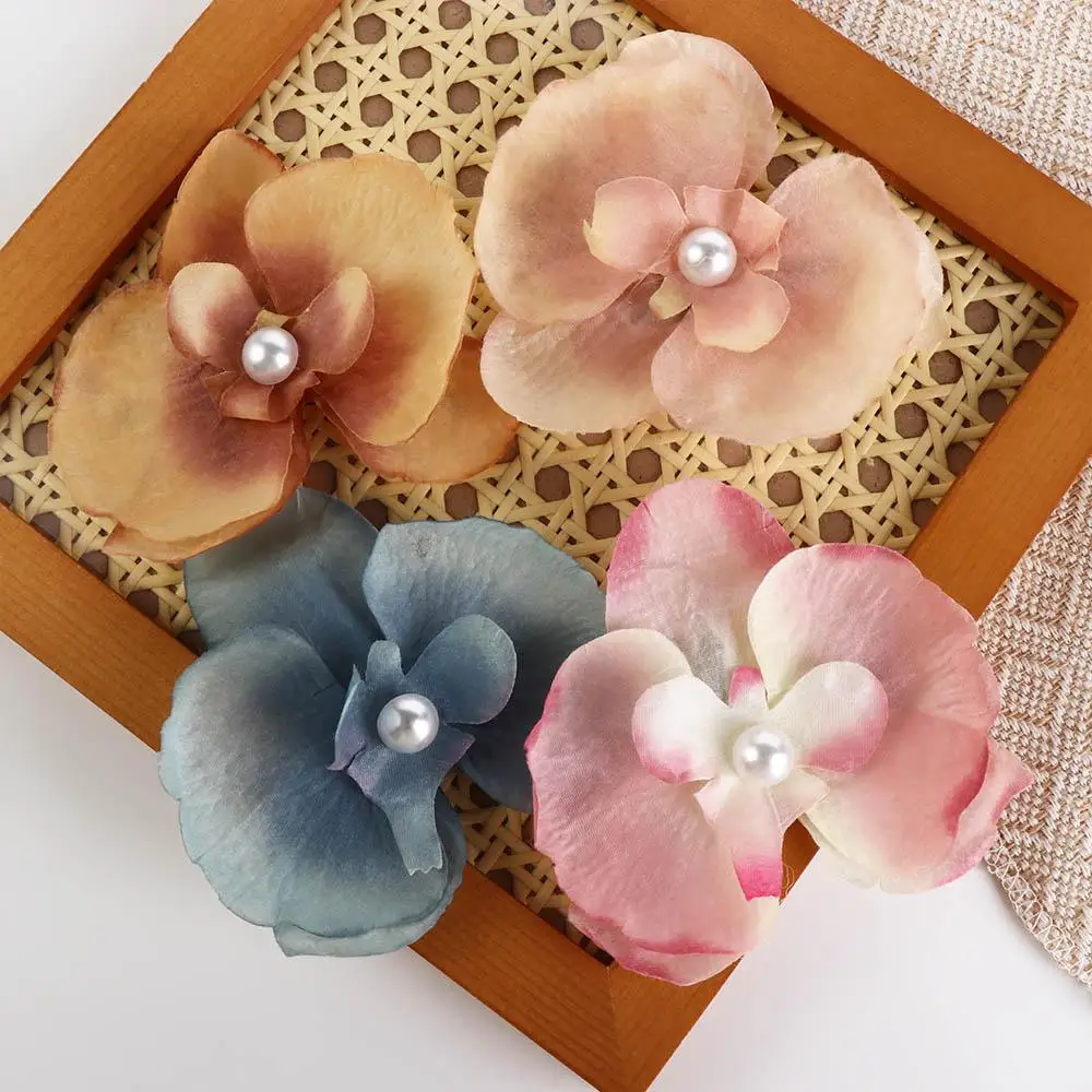 Tuch Schmetterling Blume Haar Clip Perle Koreanischen Stil Orchidee Blume Haarnadel Meer Urlaub Kopfbedeckung Haar Zubehör