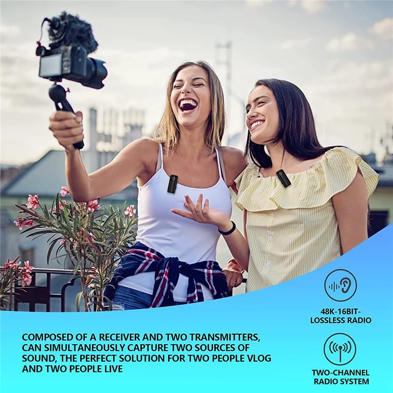 

Popular Professional Wireless Lavalier Microphone,Dual Channel Wireless Lavalier Microphone for Gaming Recording Interview