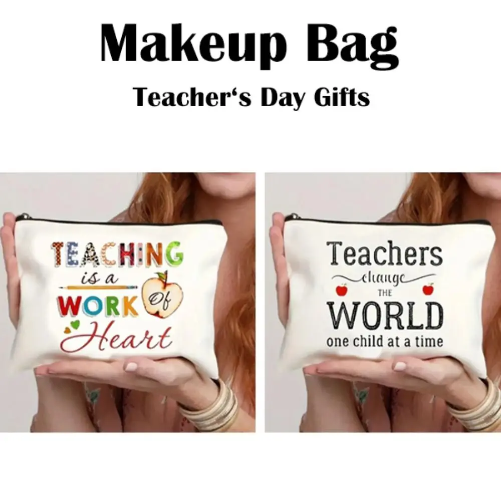 

Linen Teacher‘s Day Gifts with Zipper Lightweight Makeup Bag Portable Multi-functional Stationery Storage Bag Travel