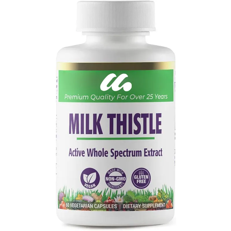 Milk thistle, active full spectrum extract, vegetarian, non GMO, gluten free, 60 vegetarian capsules