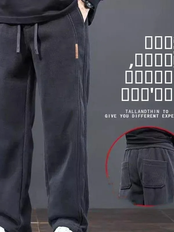 

Новые мужские повседневные прямые брюки на флисовой подкладке 2025 года, свободного кроя, зимние, комфортные, Cleanfit Sle