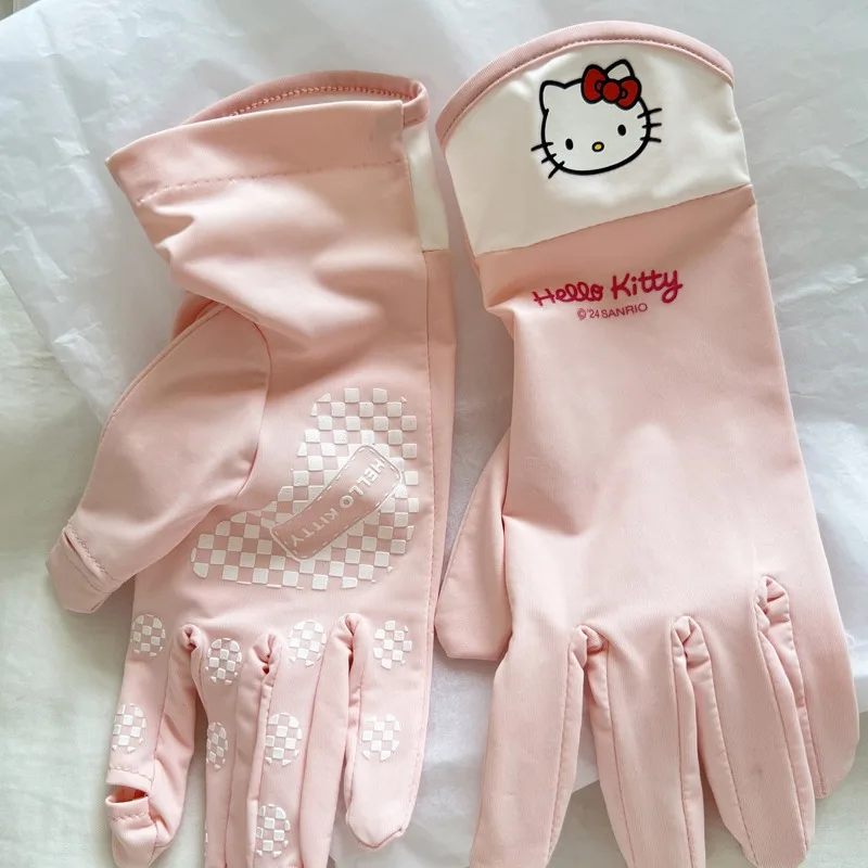 Sanrio Hello Kitty Adult Summer Ultraviolet-Proof Driving Sunscreen Sleeves Outdoor Cycling Anti Slip Gloves Girl Birthday Gift