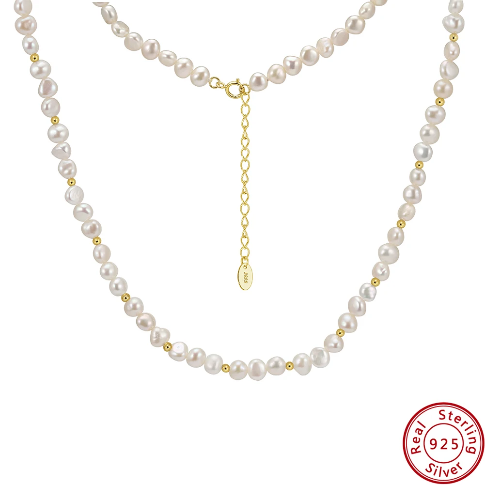 

Kiss Mandy S925, серебро 3 мм, жемчуг в стиле барокко, креативное ожерелье из бисера, колье-цепочка с пресноводным жемчугом, повседневные эстетические украшения GPN94