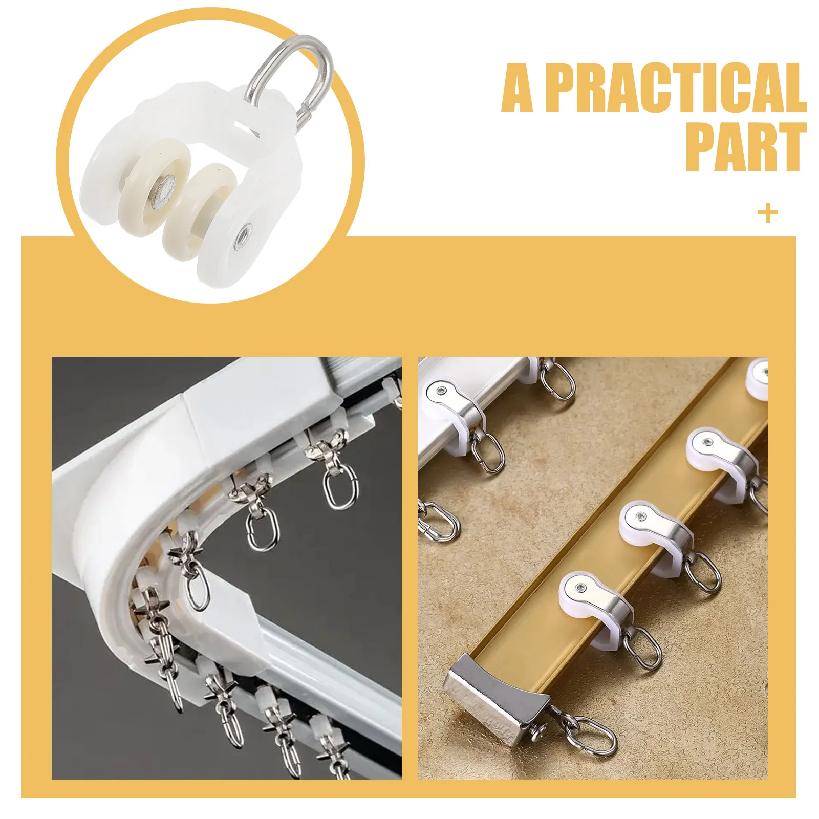 

10Pcs Curtain Track Rollers Rustproof Curtain Pulley Smooth Sliding Track Gliders for Home Office Window Drapery