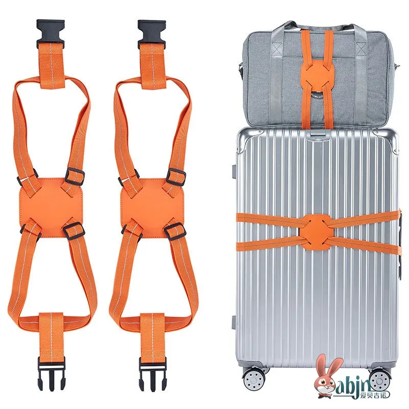 Adjustable Cross Luggage Strap with Label Identification Elastic Protection Reinforcement Band for Travel Suitcase Bag Access...